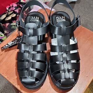 Madden NYC Black Women's Strappy Sandals